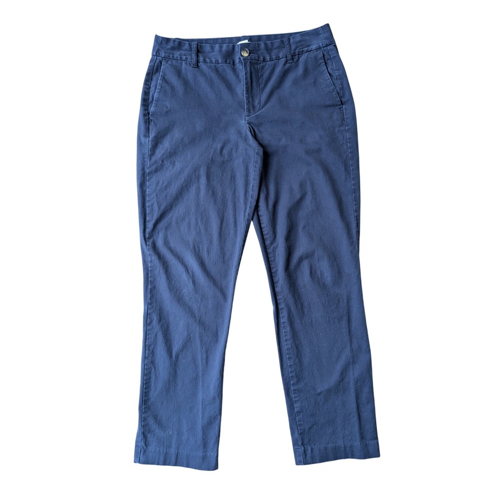 J.Crew Women's Stretch Chino Pants Navy Blue Size 6 Cropped Straight Leg